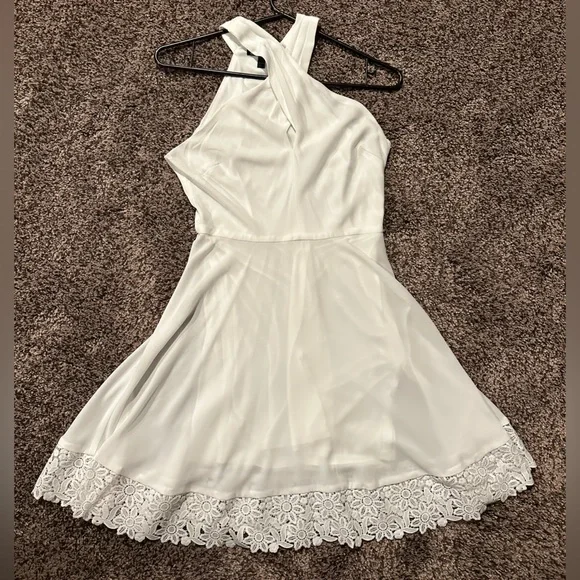 EXPRESS Dress A-Line Lace White Crisscross New